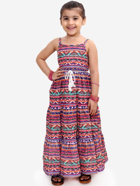 

Lil Peacock Girls Multicoloured Printed Maxi Dress, Multi