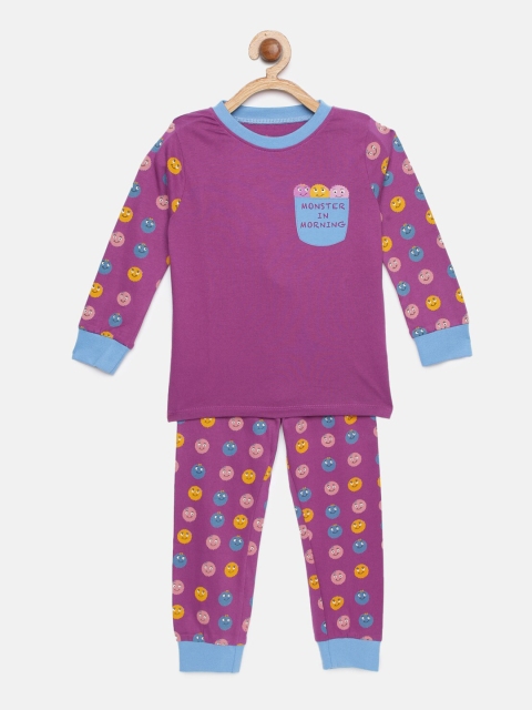 

ventra Boys Purple Printed Night suit