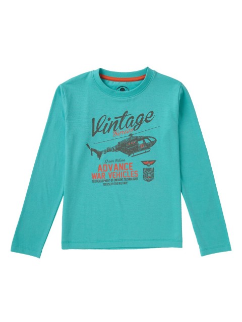 

Cub McPaws Boys Sea Green Printed Round Neck T-shirt