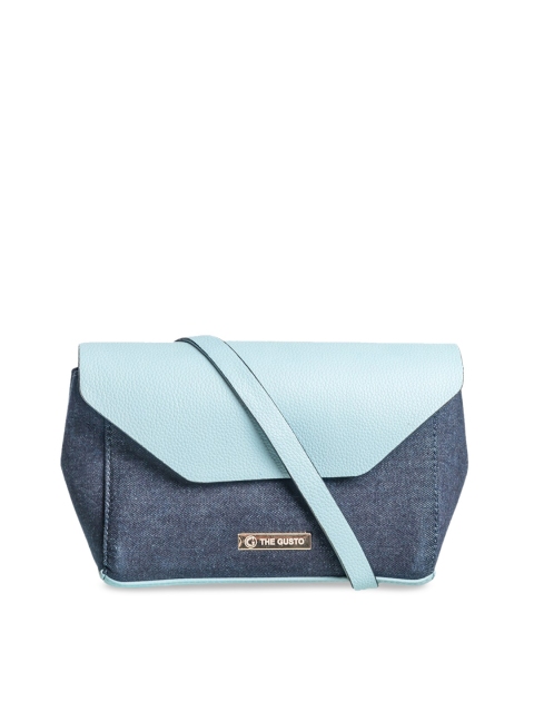 

THE GUSTO Navy Blue Colourblocked Sling Bag