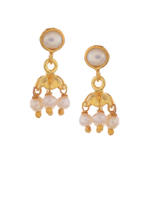 

Silvermerc Designs Gold & White Dome Shaped Jhumkas