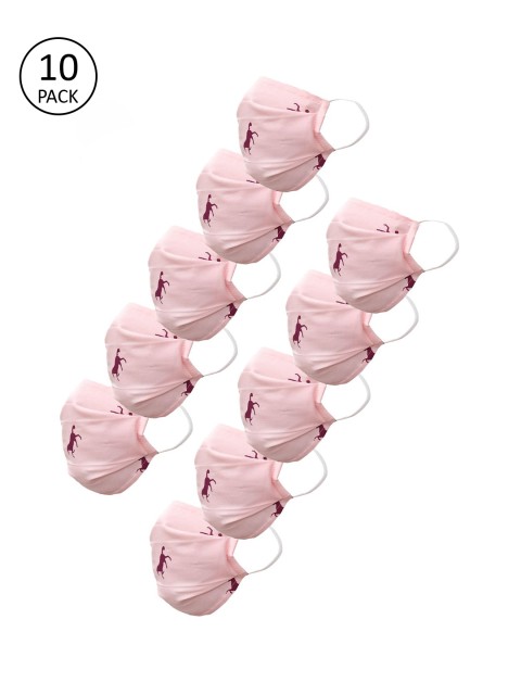 

nestroots Unisex 10 Pcs Printed 2-Ply Anti-Pollution Reusable Cloth Masks, Pink