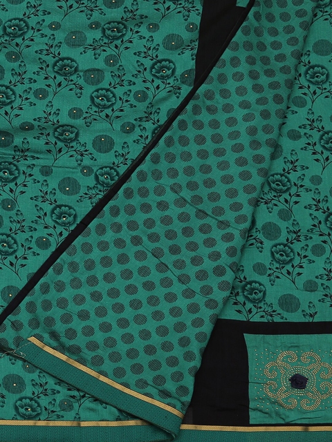 

Pothys Green Printed Jute Silk Saree