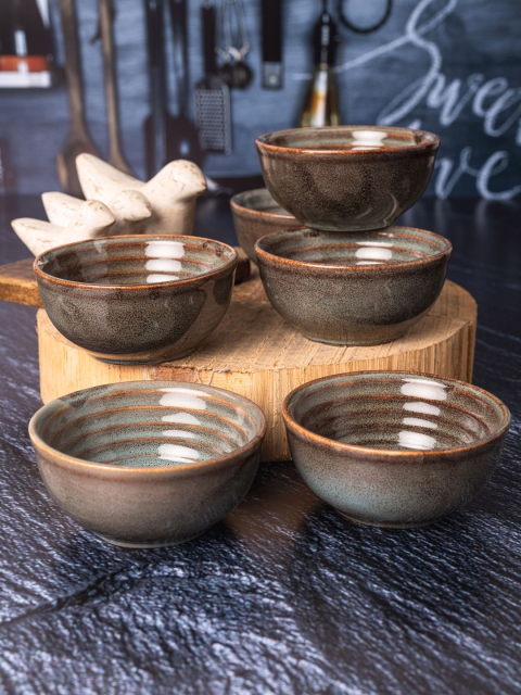 

GOODHOMES Set of 6 Stoneware Vegetable Bowls, Grey