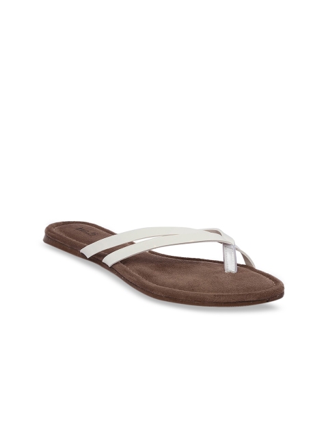 

Inc 5 Women White Solid Synthetic Suede One Toe Flats