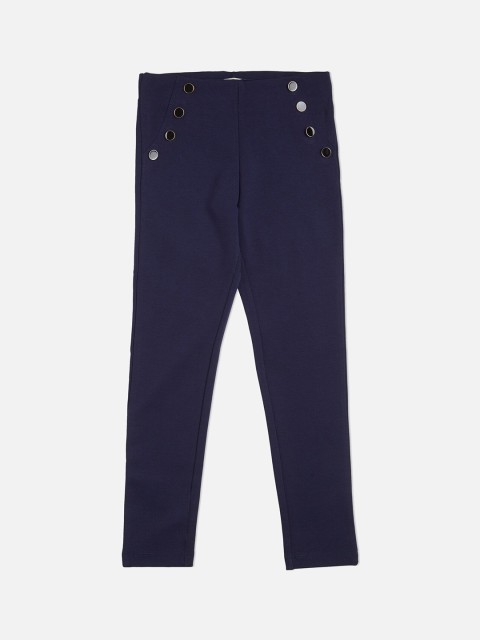 

VITAMINS Girls Navy Blue Solid Skinny-Fit Treggings