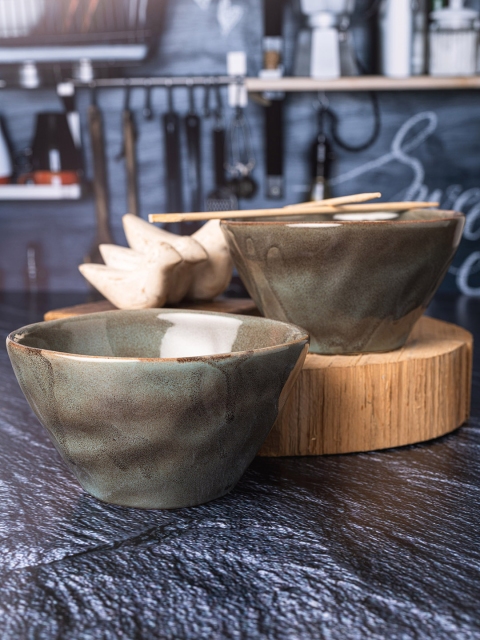 

GOODHOMES designer Stoneware Large Serving Bowl (Set of 4pcs), Grey