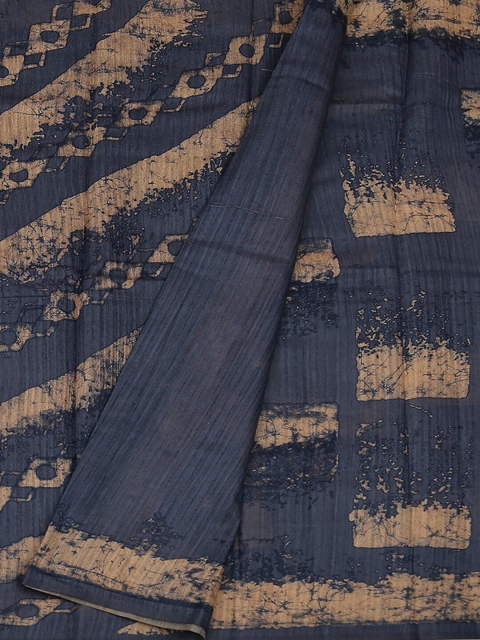 

Pothys Grey & Gold-Toned Jute Silk Printed Saree