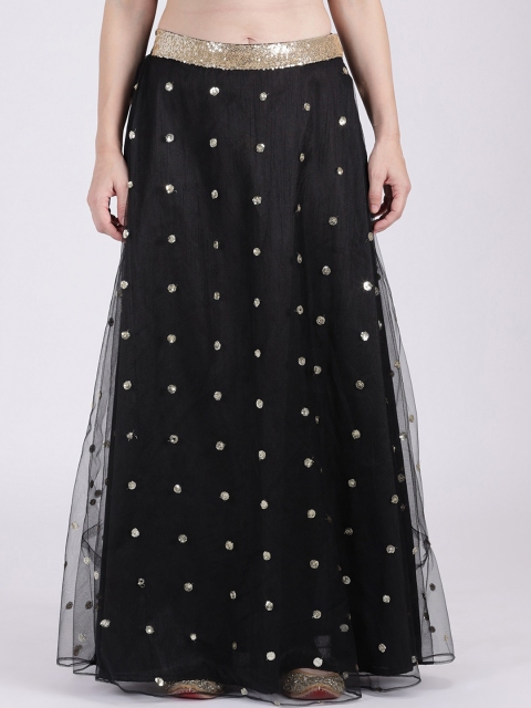 

studio rasa Women Black Embellished A-Line Maxi Skirt