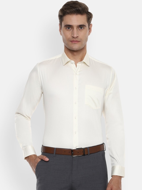 

Van Heusen Men Cream-Coloured Slim Fit Solid Formal Shirt