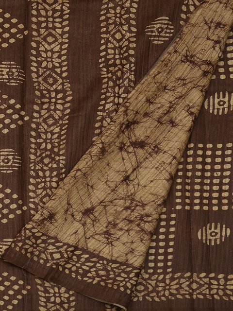 

Pothys Brown Printed Jute Silk Saree