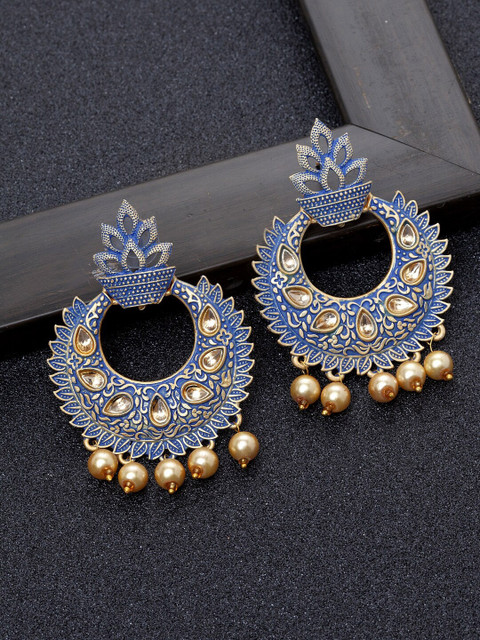 

Ibtida Gold-Plated & Blue Handcrafted Circular Chandbalis