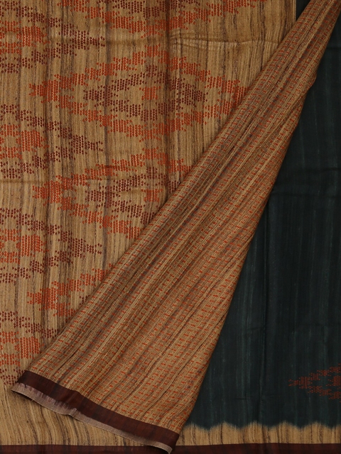 

Pothys Green & Beige Jute Silk Striped Saree