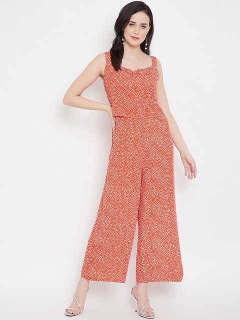 

Ruhaans Women Orange Printed Basic Jumpsuit