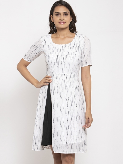 

Magnetic Designs Women White Printed A-Line Dress