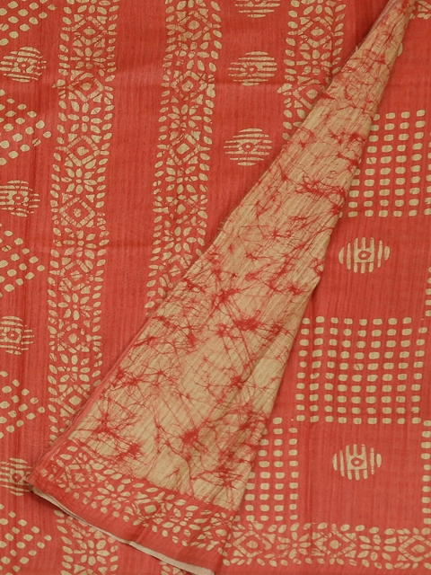 

Pothys Peach-Coloured & Beige Jute Silk Printed Saree