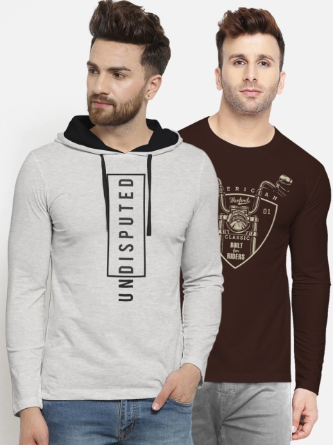

BULLMER Men Pack Of 2 Printed T-shirts, Grey