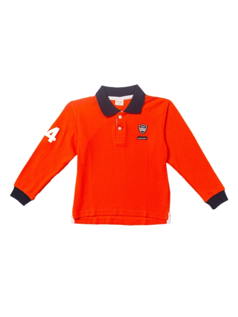 RAINE AND JAINE Boys Orange Solid Polo Collar T-shirt