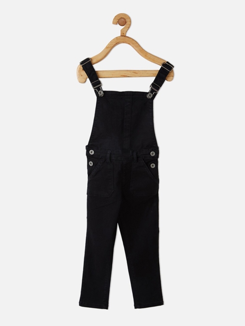 

VITAMINS Girls Black Solid Denim Dungarees