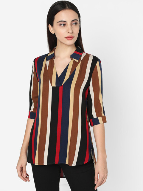

Deal Jeans Women Brown Striped Shirt Style Top