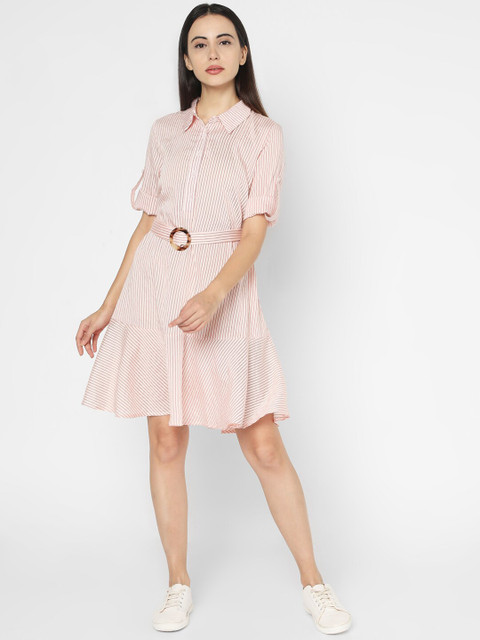 

Deal Jeans Women Pink Striped Shirt Dress