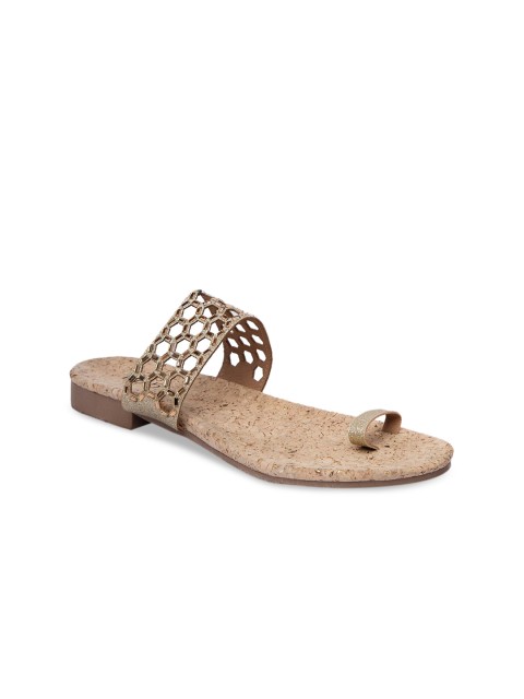 

Inc 5 Women Gold-Toned Printed One Toe Flats
