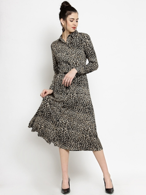 

Global Republic Women Beige Animal Printed Shirt Dress