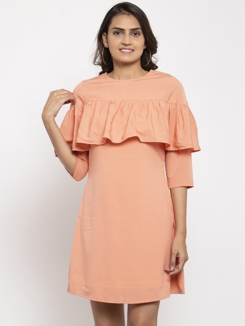 

Magnetic Designs Women Peach-Coloured Solid A-Line Dress