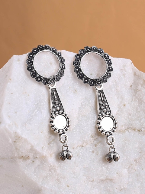 

Shoshaa Silver-Plated Oxidised Geometric Drop Earrings