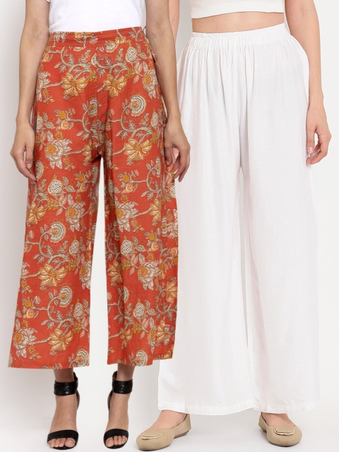 

TAG 7 Women Pack of 2 Flared Palazzos, White