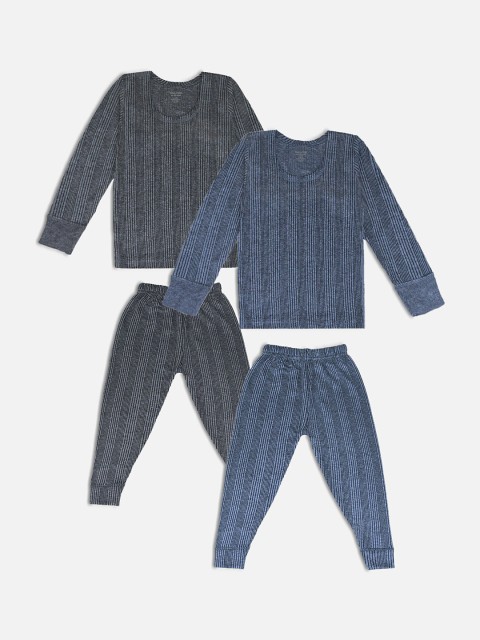 

Miss & Chief Kids Pack of 2 Striped Thermal Sets, Grey