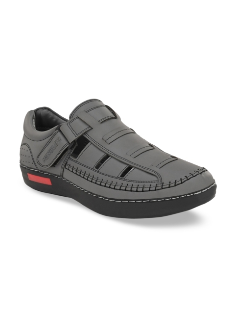 

MENGLER Men Grey Shoe-Style Sandals