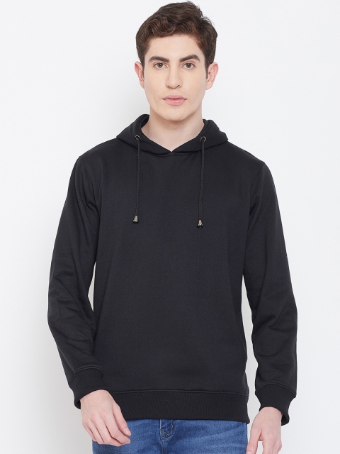 

wesquare Men Black Solid Hooded Sweatshirt
