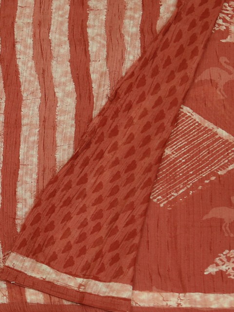 

Pothys Pink & White Jute Silk Printed Saree
