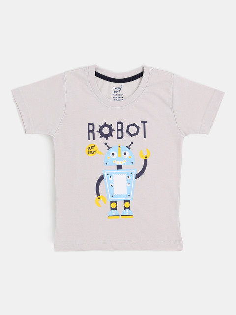 

Toonyport Boys Grey Printed Round Neck T-shirt
