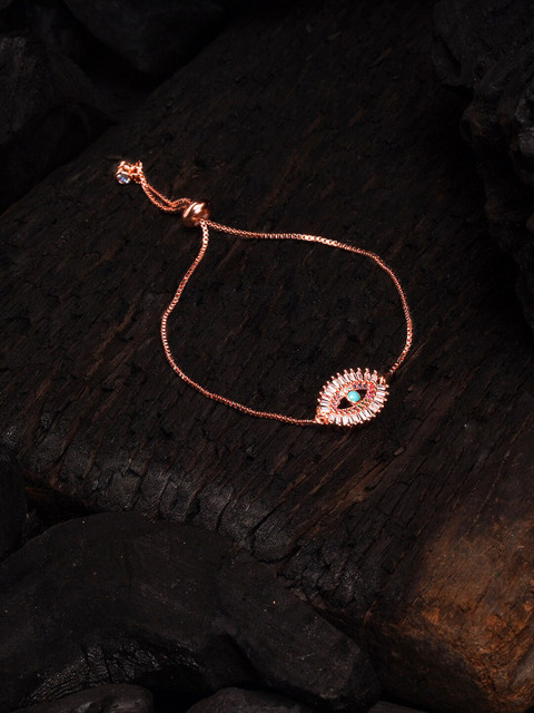 

DIVA WALK EXCLUSIVE Rose Gold-Plated Handcrafted CZ Studded Bangle-Style Bracelet