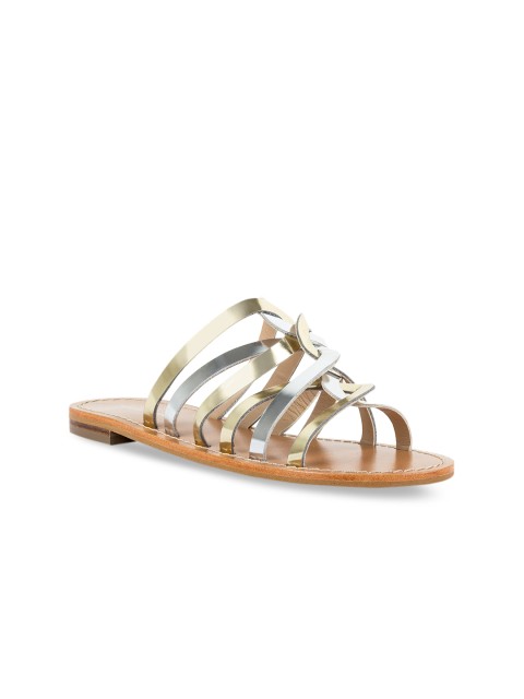 

Vanilla Moon Women Gold-Toned Solid Leather Open Toe Flats