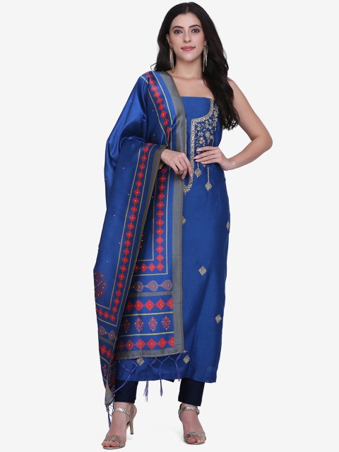 

BOMBAY SELECTIONS Blue Cotton Blend Unstitched Dress Material