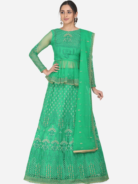 

RIYA Green Semi-Stitched Lehenga & Blouse with Dupatta