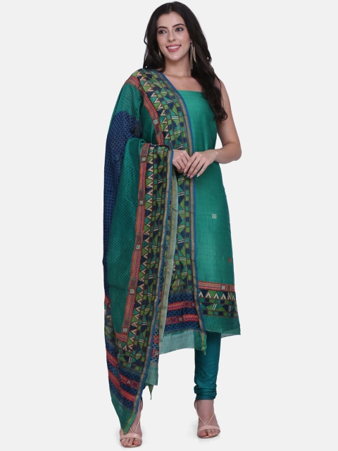

BOMBAY SELECTIONS Green & Blue Cotton Blend Unstitched Dress Material