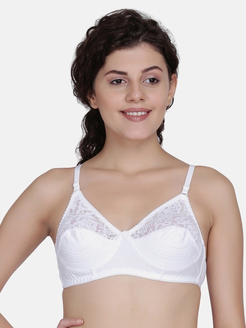 

fashiol White Self Design Non-Wired Non Padded Balconette Bra KALY01