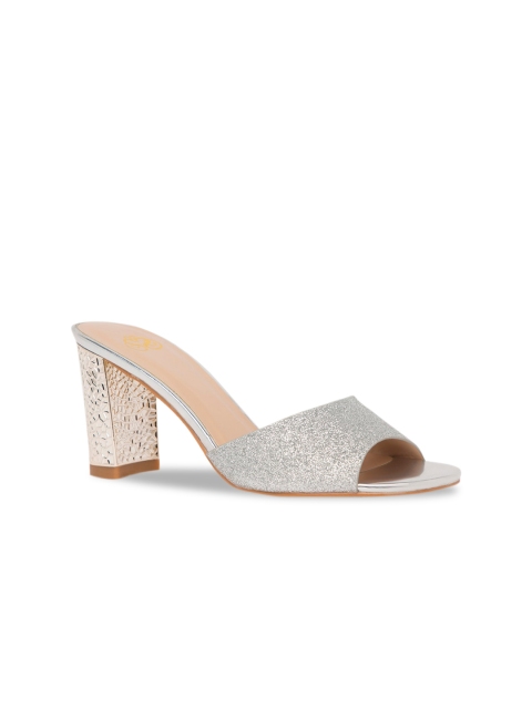 

Sole To Soul Women Silver-Toned Embellished Mules