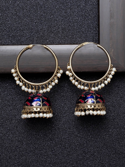 

Ibtida Gold-Toned & Blue Dome Shaped Jhumkas
