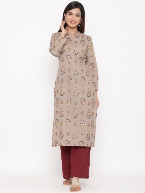 

kipek Women Grey & Maroon Printed Kurta with Palazzos & Dupatta
