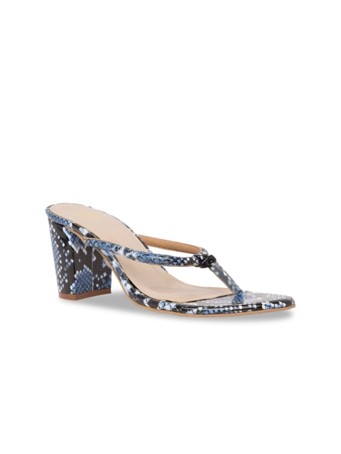 

Sole To Soul Women Blue Printed Block Heels
