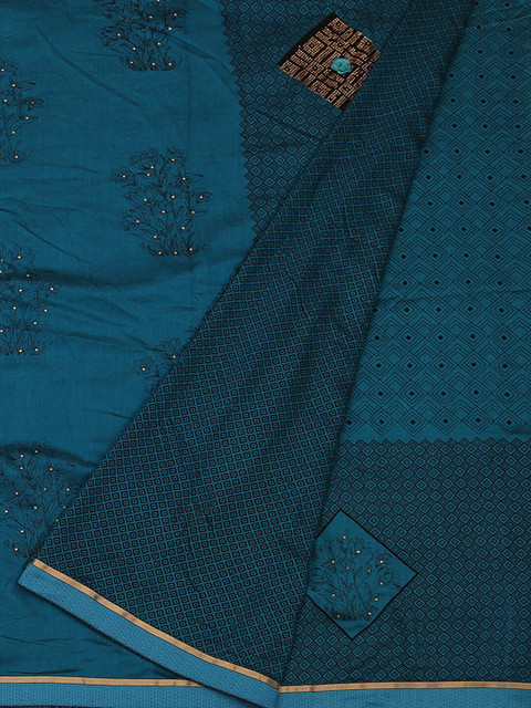 

Pothys Blue Embellished Jute Silk Saree