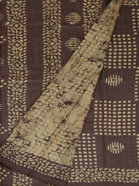 

Pothys Brown & Beige Jute Silk Printed Saree