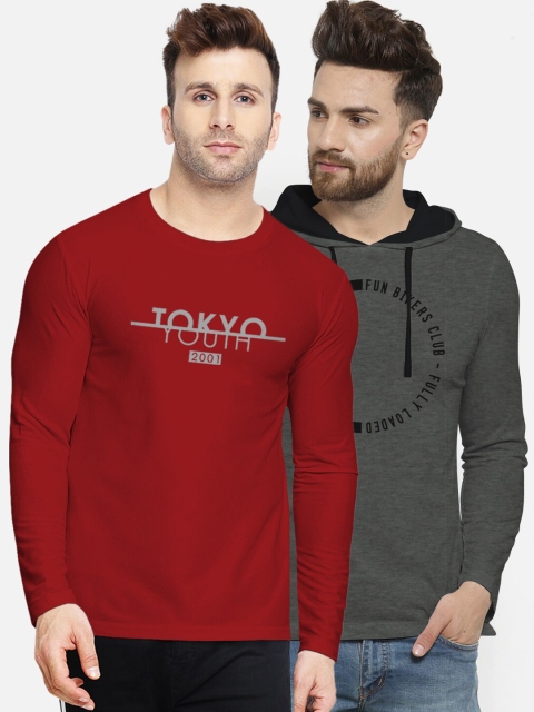 

BULLMER Men Red Colourblocked Round Neck T-shirt
