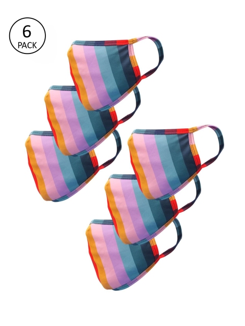 

nestroots Unisex Pack of 6 Pcs Multicoloured Reusable 2-Ply Outdoor Cloth Masks, Multi