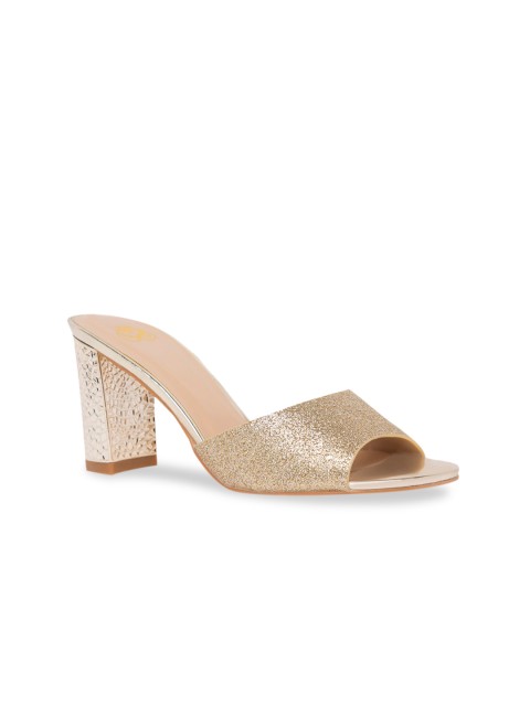 

Sole To Soul Women Gold-Toned Embellished Block Heels
